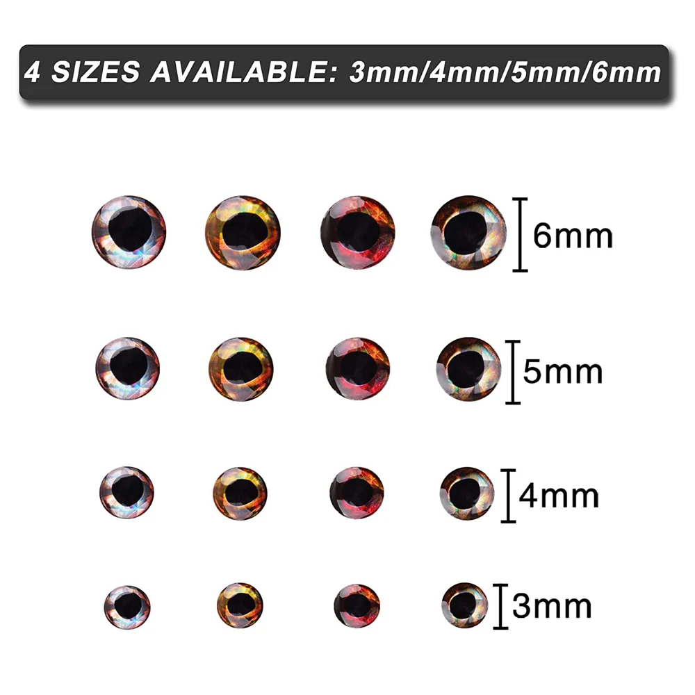 160Pcs Fishing Eyes set 4D Realistic for Lure Fish Eyes 3mm 4mm 5mm 6mm Fly Tying Lures simulation Crafts DIY Making Accessories