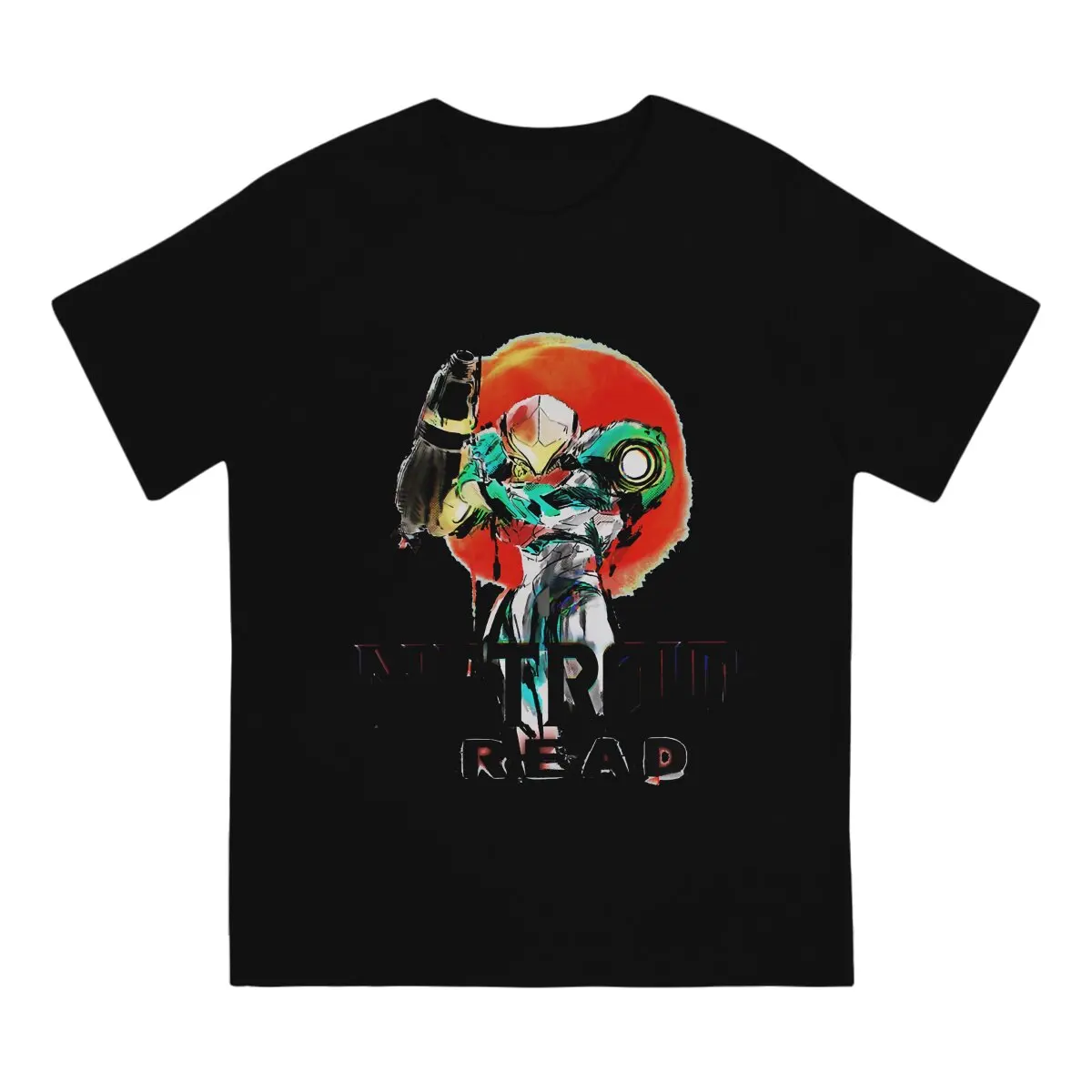 Vintage Metroid Dread Samus Artwork Classic T-Shirts for Men Round Neck T Shirt Metroid Prime Game Short Sleeve Tees Clothes