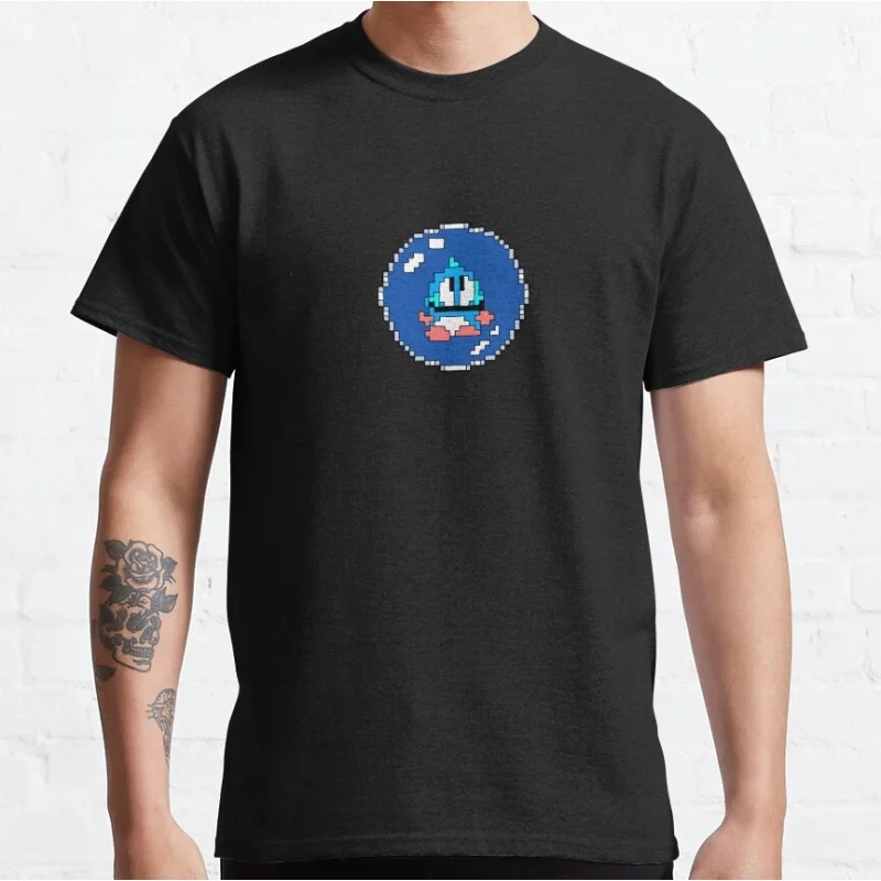 

Bob in Bubble Cute Dinosaurs Video game Bubble Bobble Gift t shirt Short Sleeve Cartoon Graphic Clothes All size Tops S-6XL