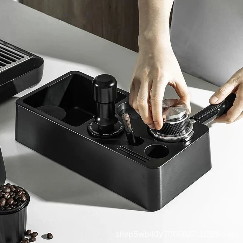 51/53/58mm ABS Coffee Portafilter Rack Distributor Holder Espresso Tamper Mat Stand Espresso Knock Box Coffee