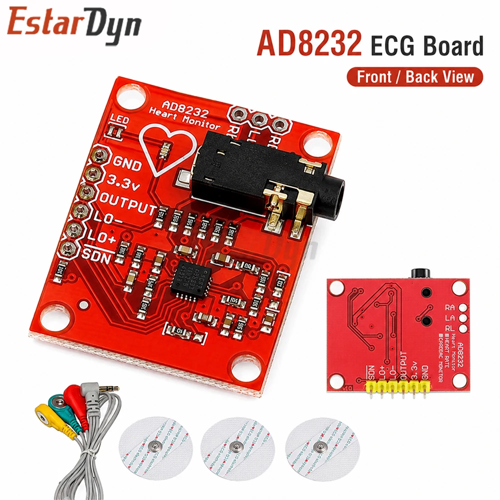 Estardyn AD8232 ECG Heart Rate Monitor Sensor Module Pulse Measurement for Microcontroller DIY Biomedical Projects