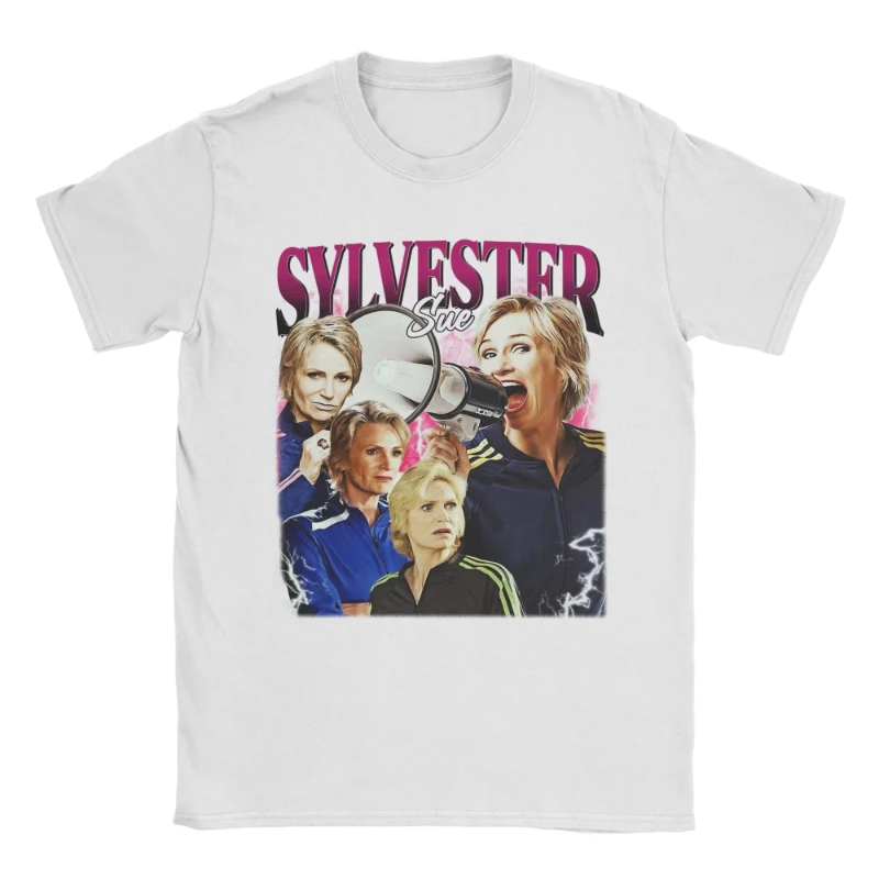 Vintage Sue Sylvester Glee T-Shirt for Men O Neck  Cotton T Shirt Short Sleeve Tees Graphic Printed Clothing