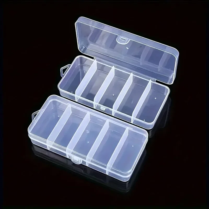 1 Set of Compact 5-Compartment Storage Boxes - Transparent, Dust-Proof Storage Box for Jewelry and Small Items, Suitable