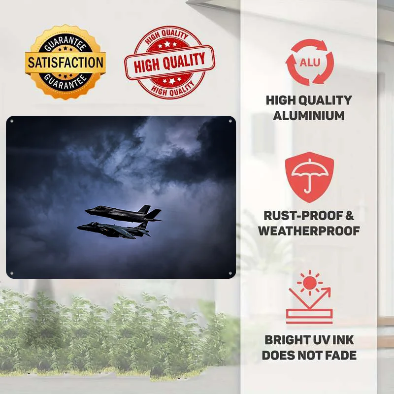 Fighter Jets in Flight Metal Poster Perfect Gift for Fans Lovers Personalized Wall Art Metal Sign for Decoration Room Wand Deko