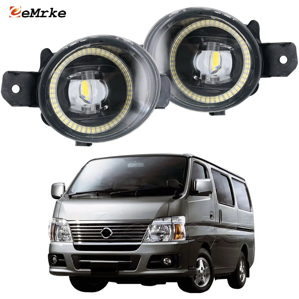 

2 Pieces Car Fog Lamp Assembly for Nissan Caravan Urvan Bus E25 Isuzu Como 2005-2011 Led Angel Eye DRL Daytime Running Lights