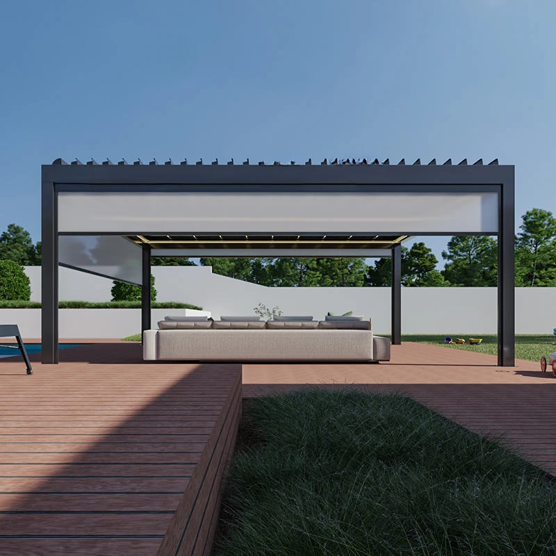 3X4 Pergola Roller Shutter And LED Light Waterproof Outdoor Pergola Garden Gazebo Aluminium Outdoor Motorized view 5