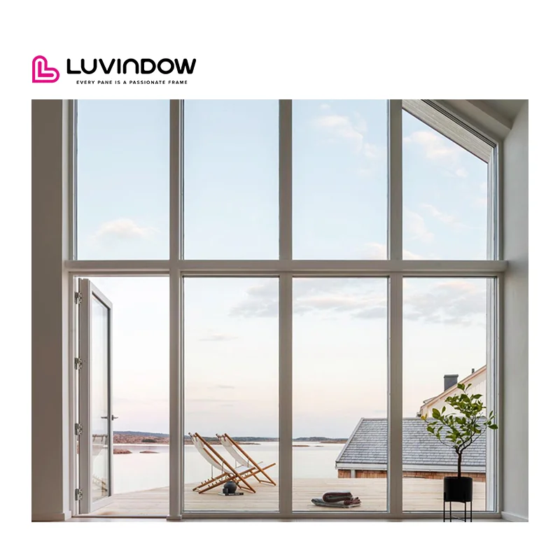 USA Modern Optifix Windows Double Glazed Aluminum Alloy Casement Magnetic Screen Louver Curtain for Hotel Horizontal Opening