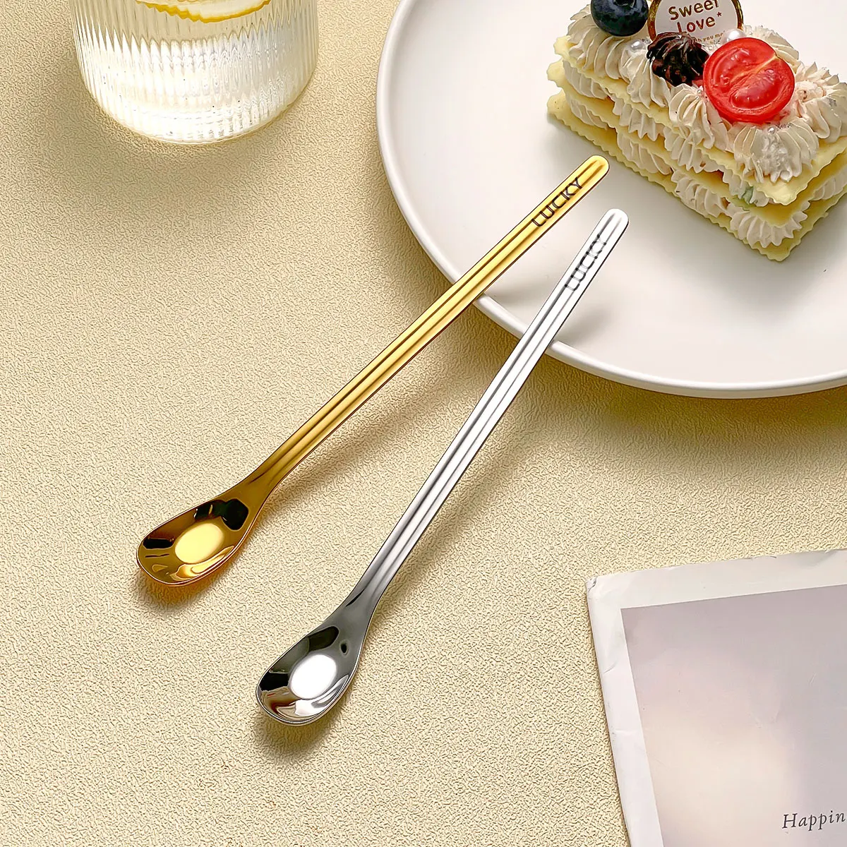 

WORTHBUY 304, нержавеющая сталь, десертная ложка для торта, многофункциональная ложка для супа с длинной ручкой, ложка для перемешивания, посуда, которую можно мыть в посудомоечной машине