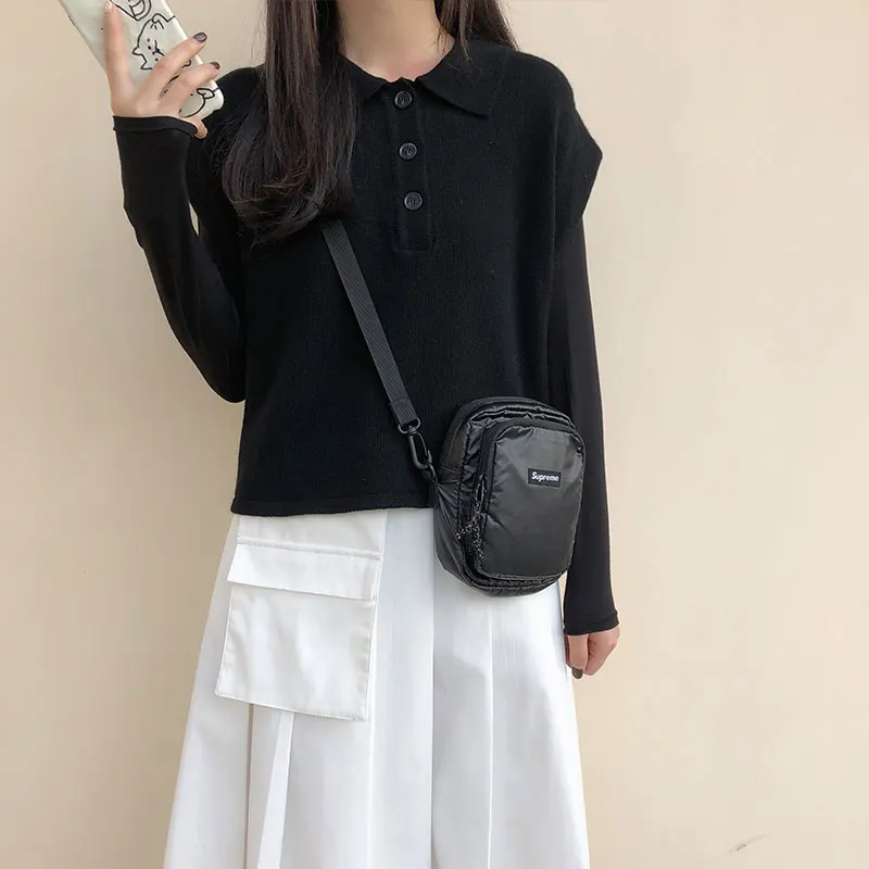 

Bla Ne Knitted Vest Women's College Sle Layering Tank Top Spring 2025 Faion ort Length Single Button Closure