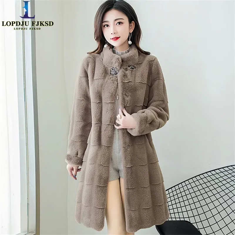 Autumn Winter Women's Faux Fur Coat New Mid-length Faux Mink Coat Large Size Loose Soft Comfortable Fur Jacket