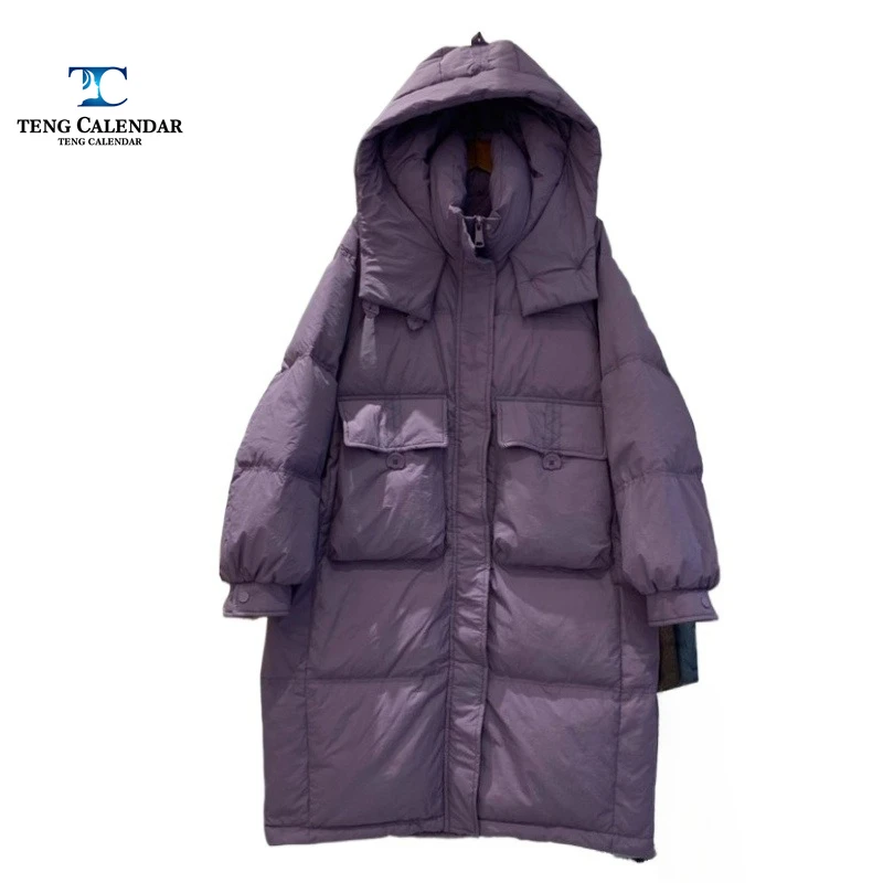 Doudoune à capuche cintrée à la taille de style coréen, doudoune au-dessus du genou épaisse et chaude de moyenne à longue, nouveau style d'hiver 2025 pour femmes