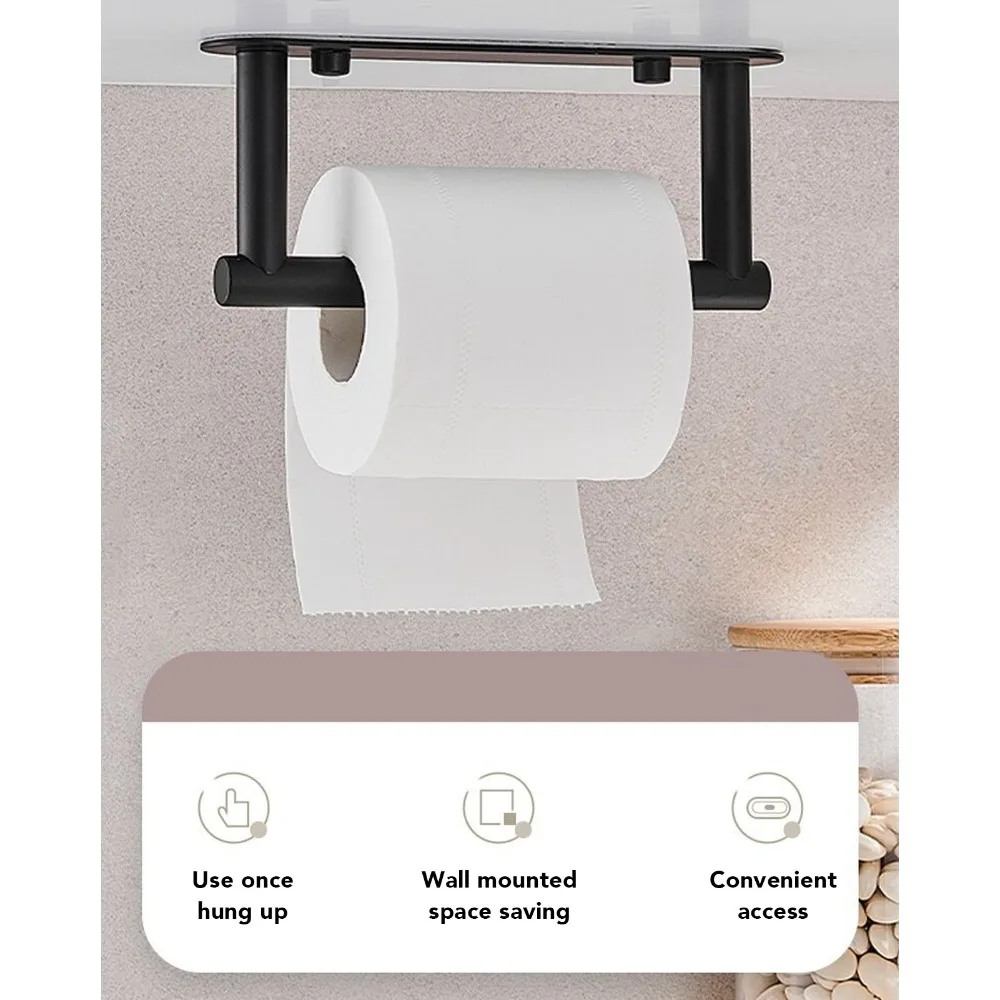 Modern Stainless Steel Toilet Paper Holder Black 7.8*8.1cm Wall Mount Tissue Holder Paper Towel Holder Kitchen Use