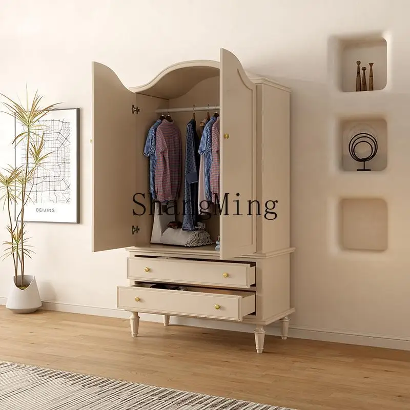 

FG all solid wood wardrobe cream wardrobe small apartment single apartment cabinet