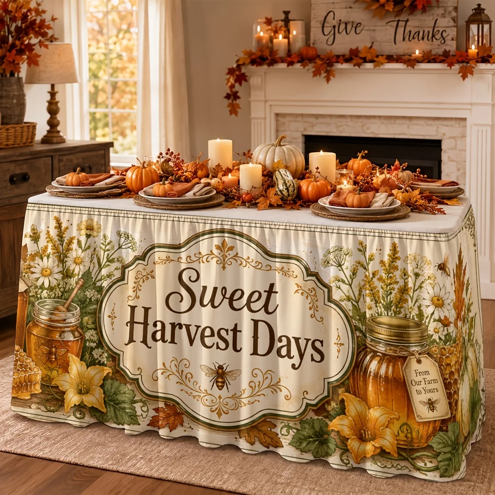 One tablecloth or table skirt, Sweet Harvest Day, Autumn Decoration, Farmhouse Style Restaurant and Kitchen Activity
