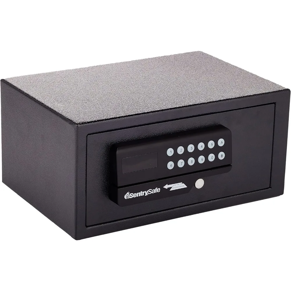 Kleiner Safe aus schwarzem Stahl mit Kartenverschluss und Digitalschloss, einschließlich Innenbeleuchtung und Ankerungsset