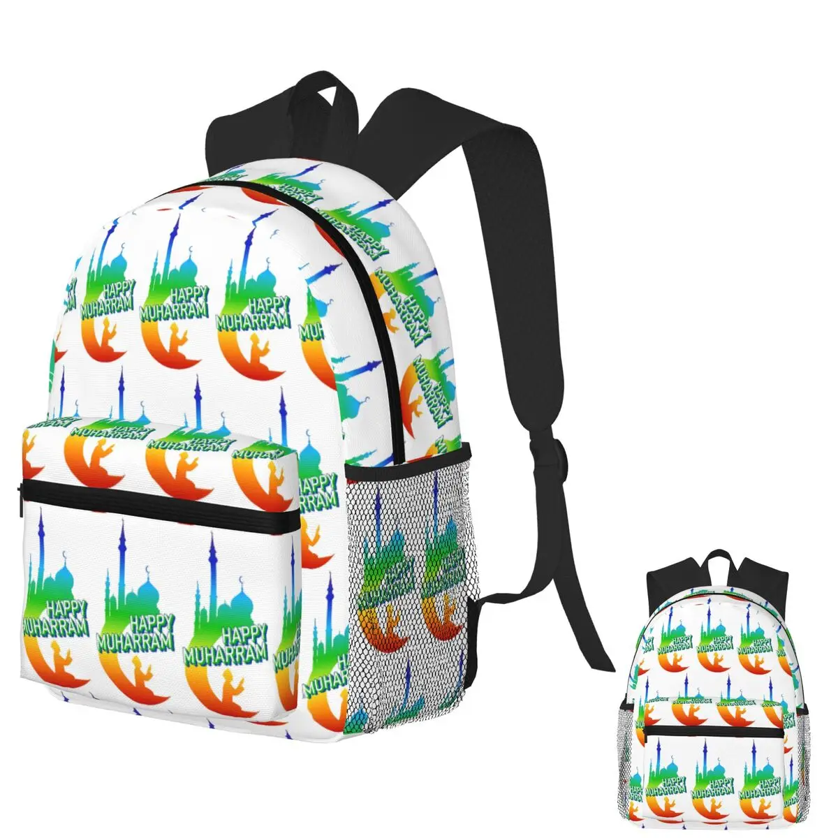 

Happy Muharram Elegant Islamic New Year Student Backpack School Bag Hiking Travel Daypack for Boys Girls Bookbag Shoulder Bags