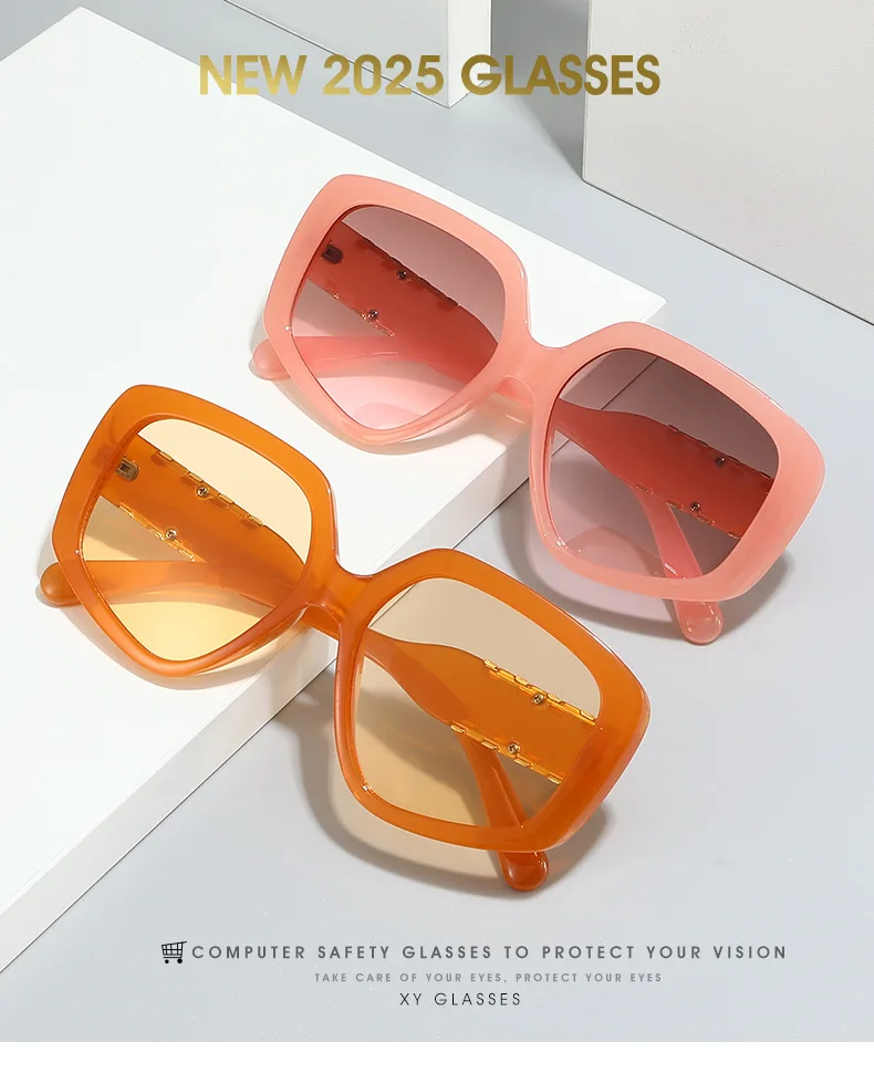 2026 New Zipper Style Oversized Polygon Sunglasses Unisex Retro Multi Color UV400 Trend Sun Glasses