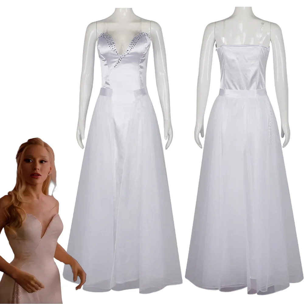 

2024 Movie Wiked Cosplay Witch Glinda White Dresses Clothing Party Roleplay Costume Outfits Halloween Carnival Party Suit