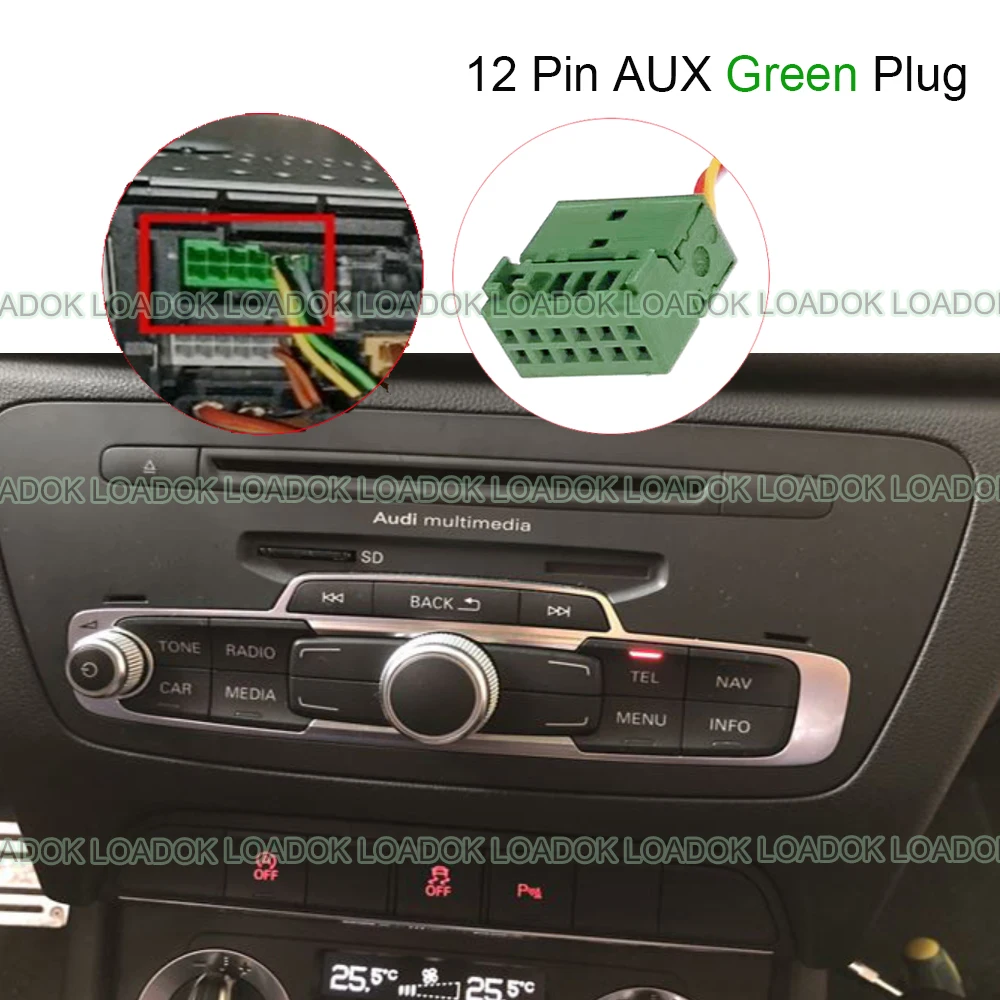 Car Bluetooth 12Pin Music Audio AUX Adapter Handfree Call Mic Cable for VW Golf 7 Passat Audi A3 A1 Q3 MIB Platform Accessories