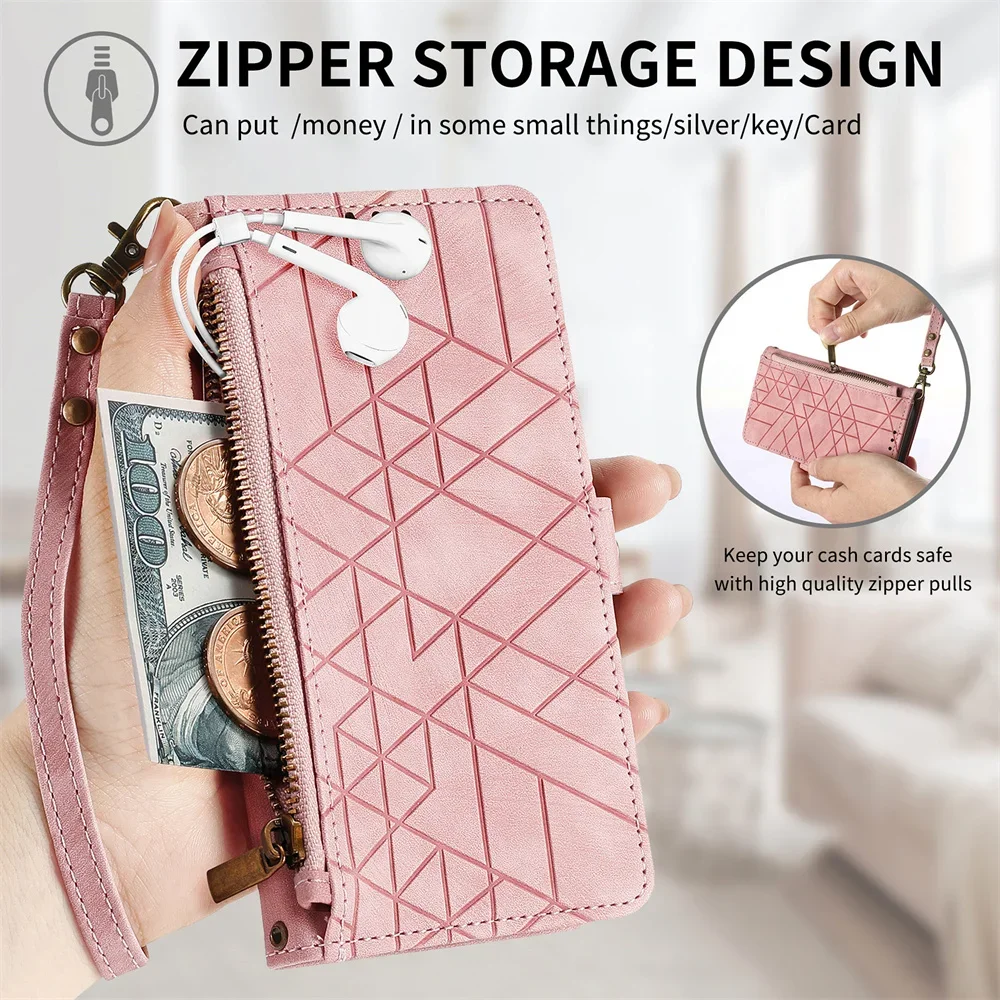 For Oneplus 12 12R 11 11R 5G Crossbody Zipper Wallet Leather Flip Book Case One Plus ACE 3 Pro 3V Luxury Cover OnePlus 12 Funda