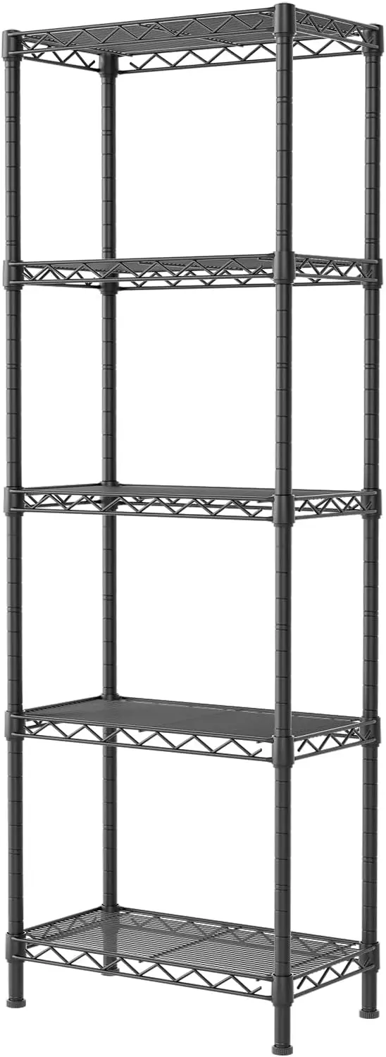 

Adjustable Metal Wire Shelving Unit, 10"D x 16"W x 55"H Black, for Kitchen Laundry Bathroom Closet Pantry Storage Organizer