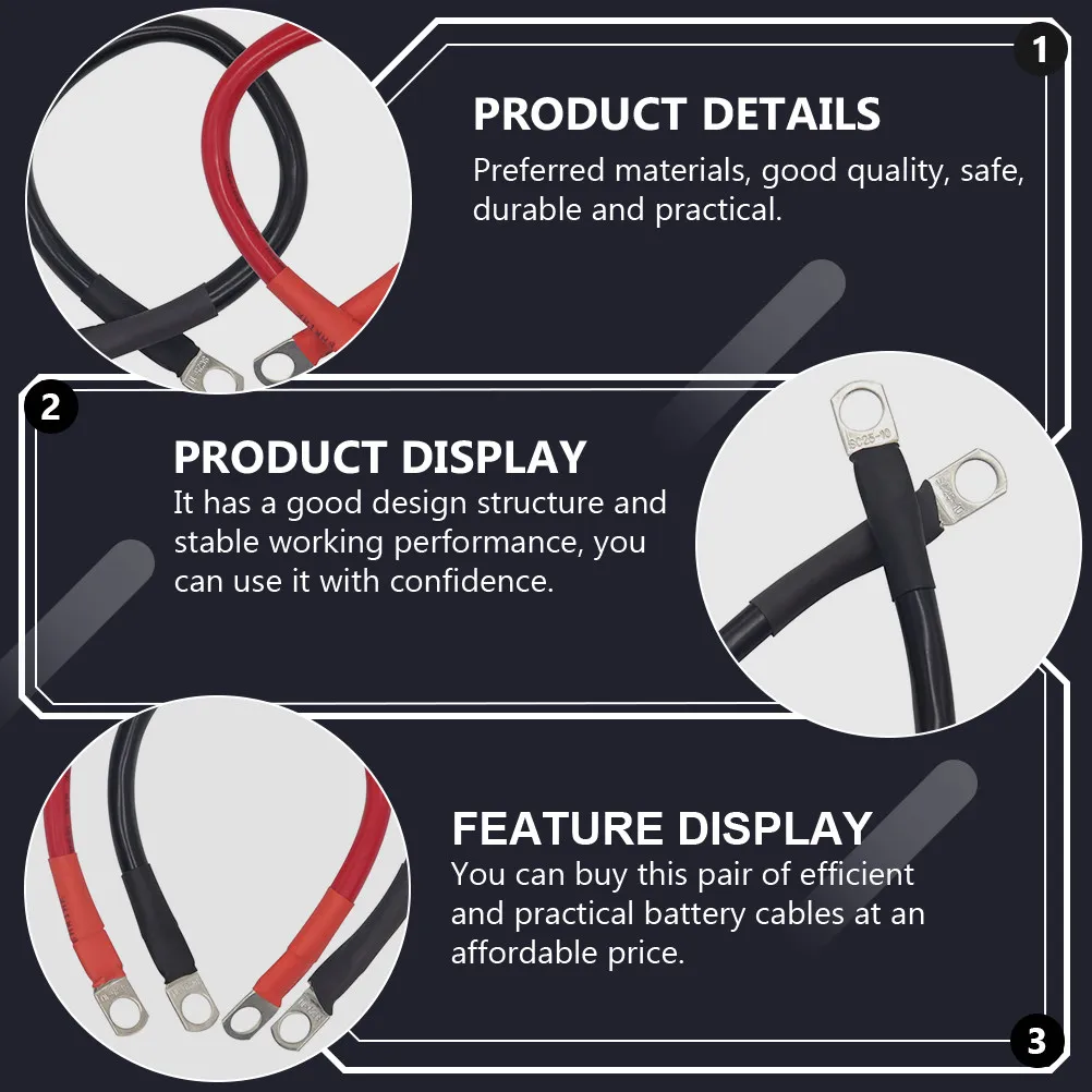 

2Pcs Battery Cable High Quality Copper Power Inverter Cables Durable Practical Motorcycle Battery Cable Temperature Resistant