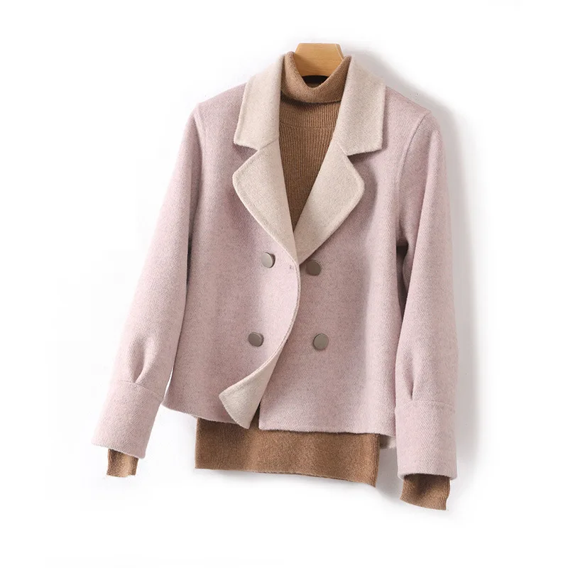 

Double-sided pure wool woolen coat for women in autumn and winter 2023, new short zero cashmere coat for women, small man