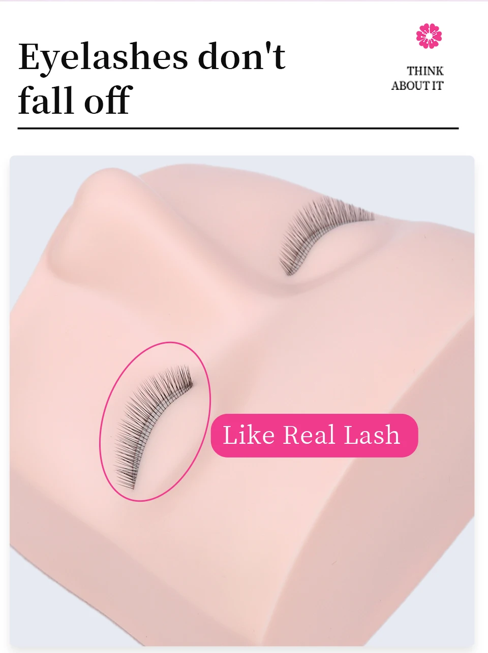 Wimpernverlängerungs-Übungskopf, Silikonpuppe mit 3-Schicht-Wimpern, Make-up-Zubehör, Lehr- und Trainingswerkzeug – Detail 8