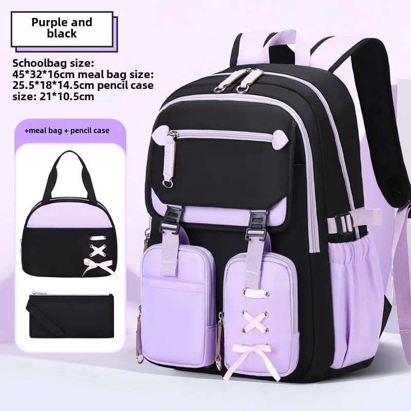 3pcs elementary school student backpack set lunch bag kids pencil bag middle high school bag for girl teenager travel bookbag
