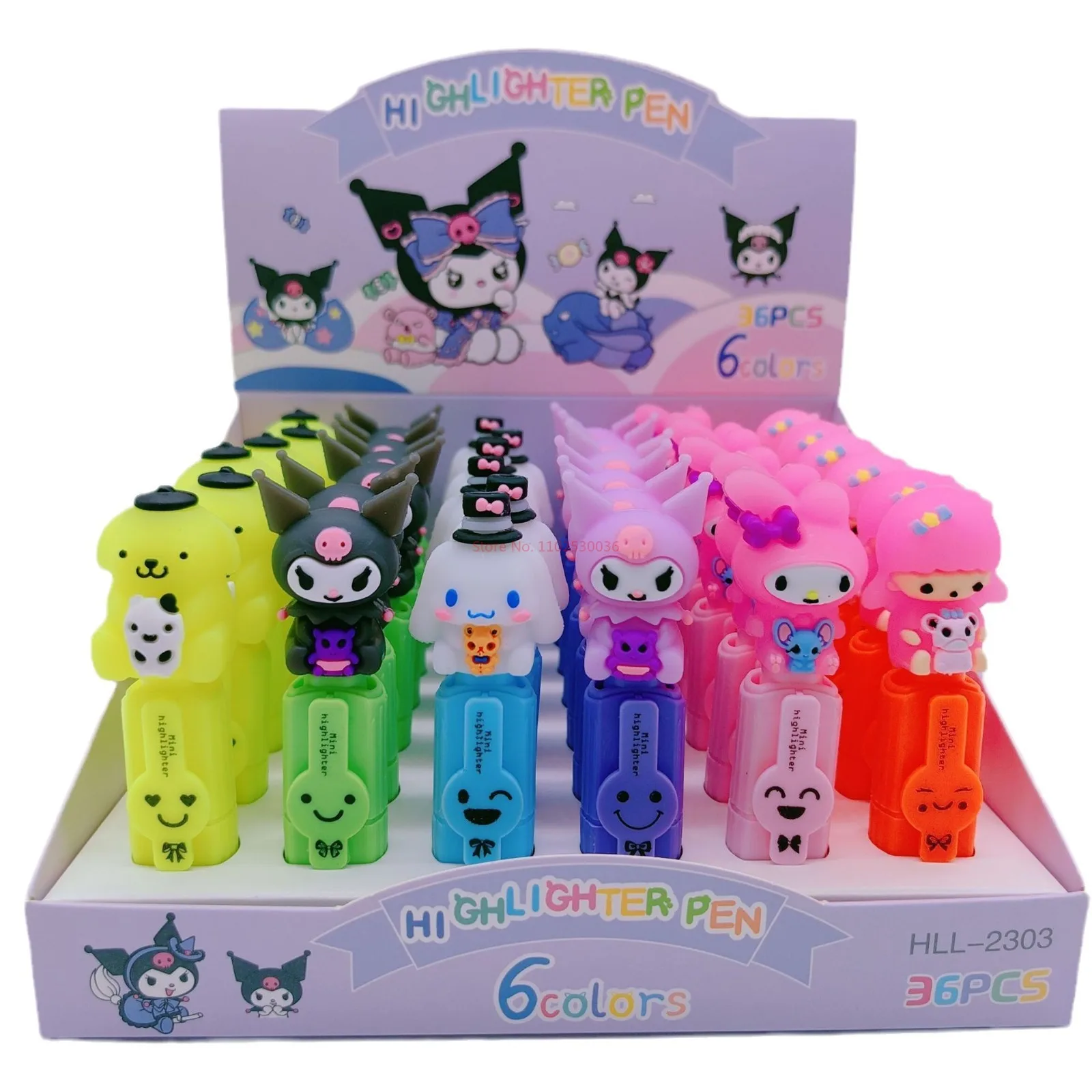 New Cute Cartoon Sanliou Mini 6-color Highlighter Set Modeling High-value Student Color Student Mark Key Learning Marker.