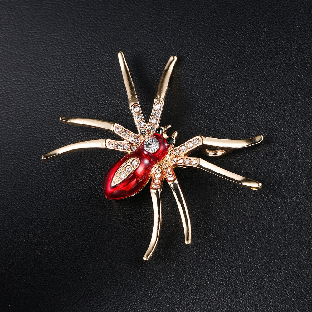 Cute Rhinestone Inlaid Broche, Spider Badge Shape, Esmalte Pins, Halloween Party Gift, Acessórios, Presente