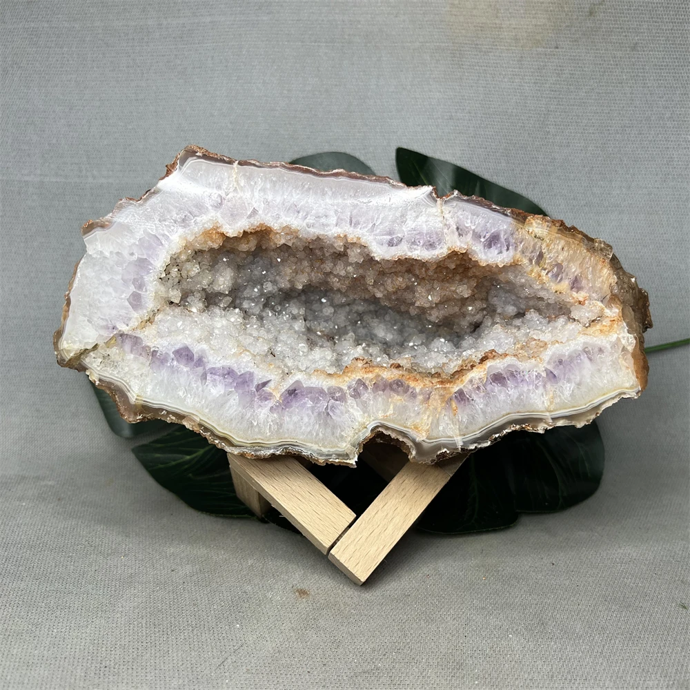 

Natural Gemstone Amethyst Agate Flash Geode Original Mineral Specimen Home Room Garden Decoration Crystal Stone Healing