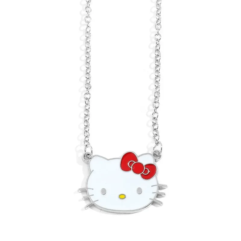 Conjunto de joyería de Hello Kitty Sanrio para niña, pendientes, collar, Y2k, Festival de dibujos animados, lindo collar de garra de gato, regalo para niños, Kawaii