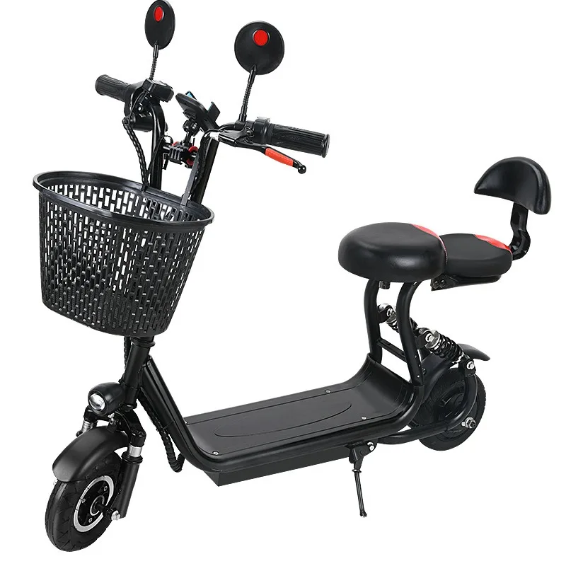 36V small electric scooter, adult double ladies' electric scooter, cute baby car, parent-child car, Harley