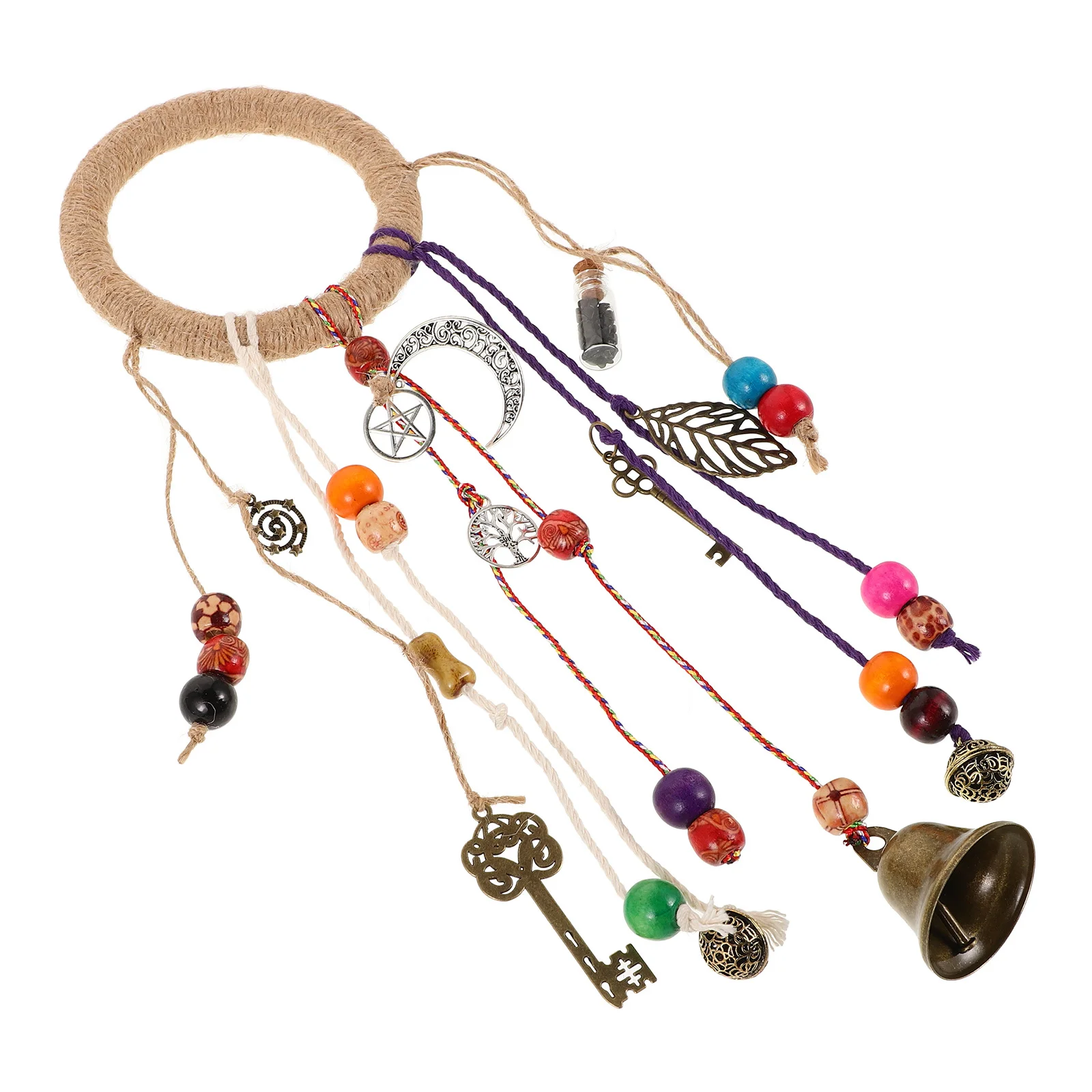 

Bohemian Style Witch Bell Hanging Decoration Door Knob Ornament Rustic Wind Chime Protection Home Hanging Bell Outdoor Balcony
