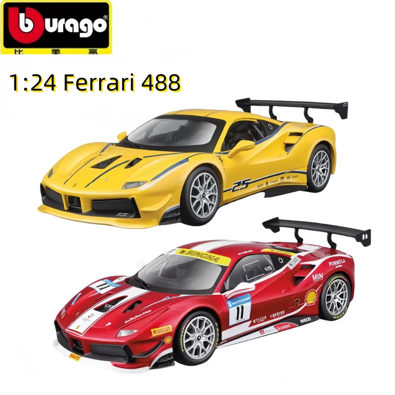 Bburago-Ferrari 488 Challenge Formula Racing Sports Cars, Leges Cast Vehicles, Collecemballages Models, Car Toys, Original, New, 1:24, 2017