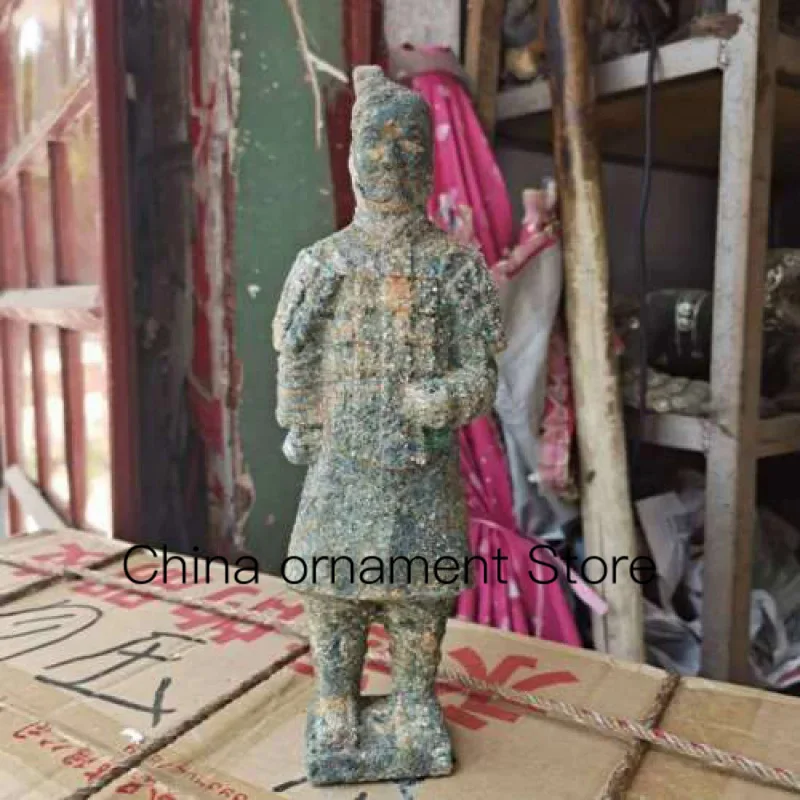 

10 Inch Antique Statue Terra Cotta Warrior Bronze Patina Statue Dynasty