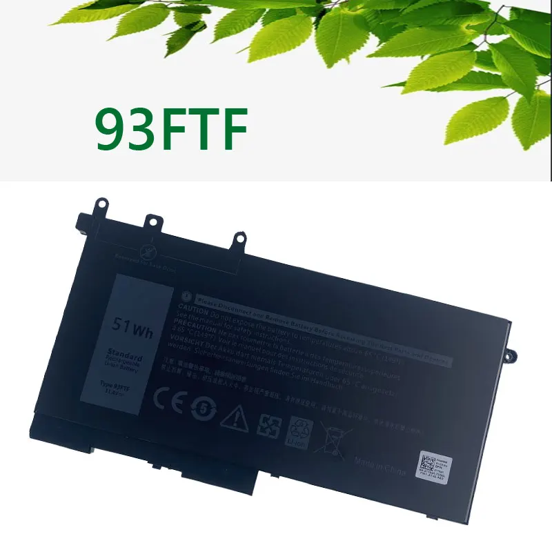 

93FTF Laptop Battery for DELL 5480 5490 5580 5590 5495 5491 M3520 M3530 E5480 E5490 E5580 E5590 4YFVG