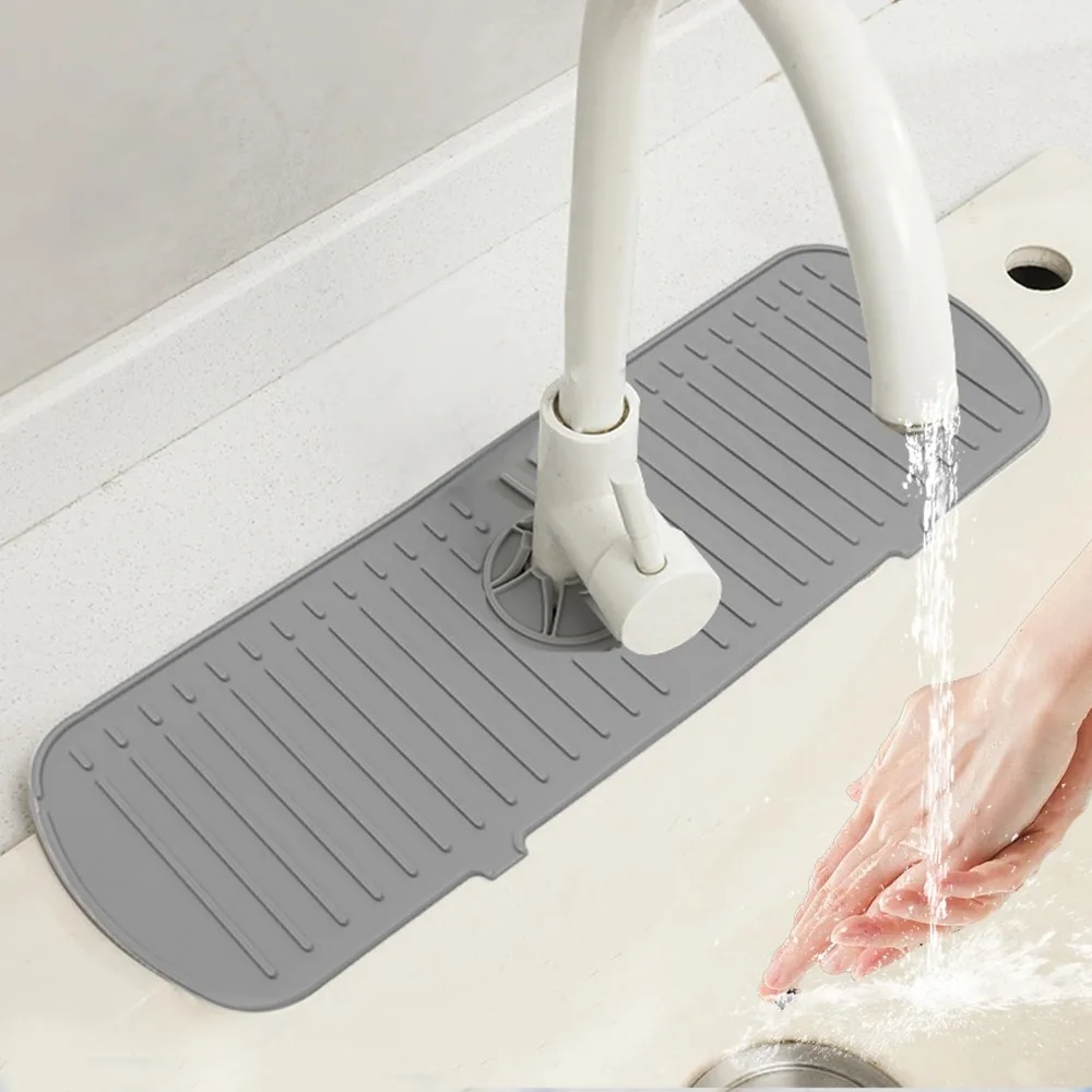 Silicone Faucet Water Catcher Mats,Anti-Slip Drain and Splash Guard Water Catcher Mat,Kitchen Sink Spill-Proof Drying Pads