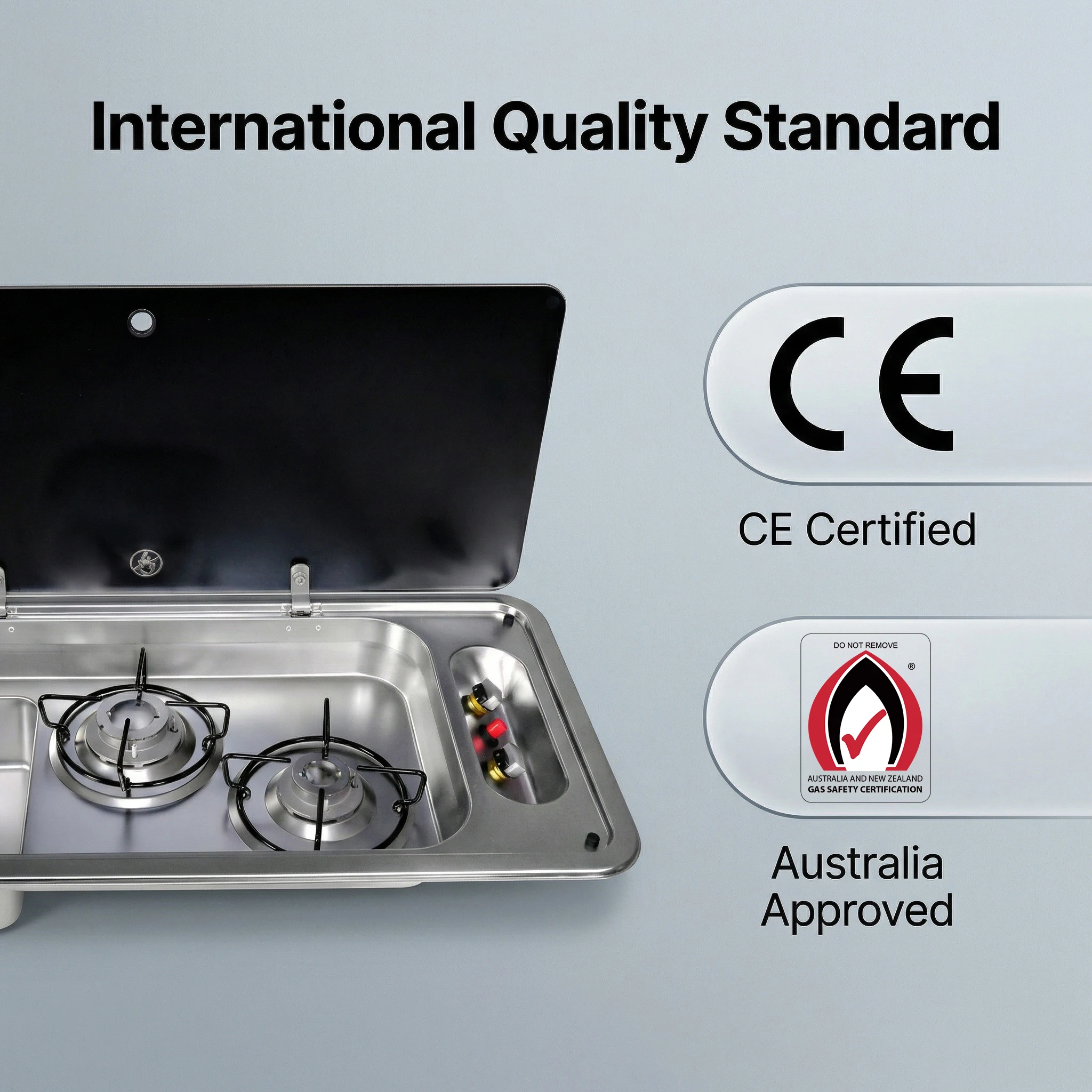 GUANGRUN Lightweight RV Kitchen Portable SUS 304 Stainless Steel Gas Stove with Sink for RV Boat Yacht and Marine Usestove