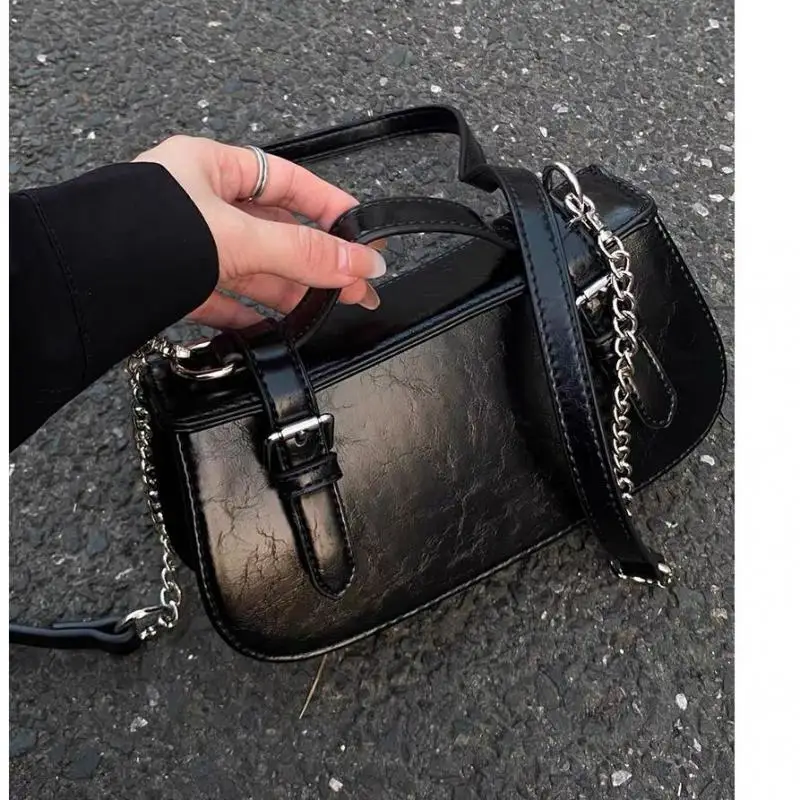 Handbag Women's Underarm Bag New Vintage Oil Wax Leather Small Square Bag Single Shoulder Bag Women's Crossbody Bag Backpack