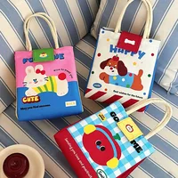 Cute Bento Bag For Office Workers Large Capacity Tote Bag Cartoon Insulated Fresh-Keeping Bag Student Lunch Box Bag 5