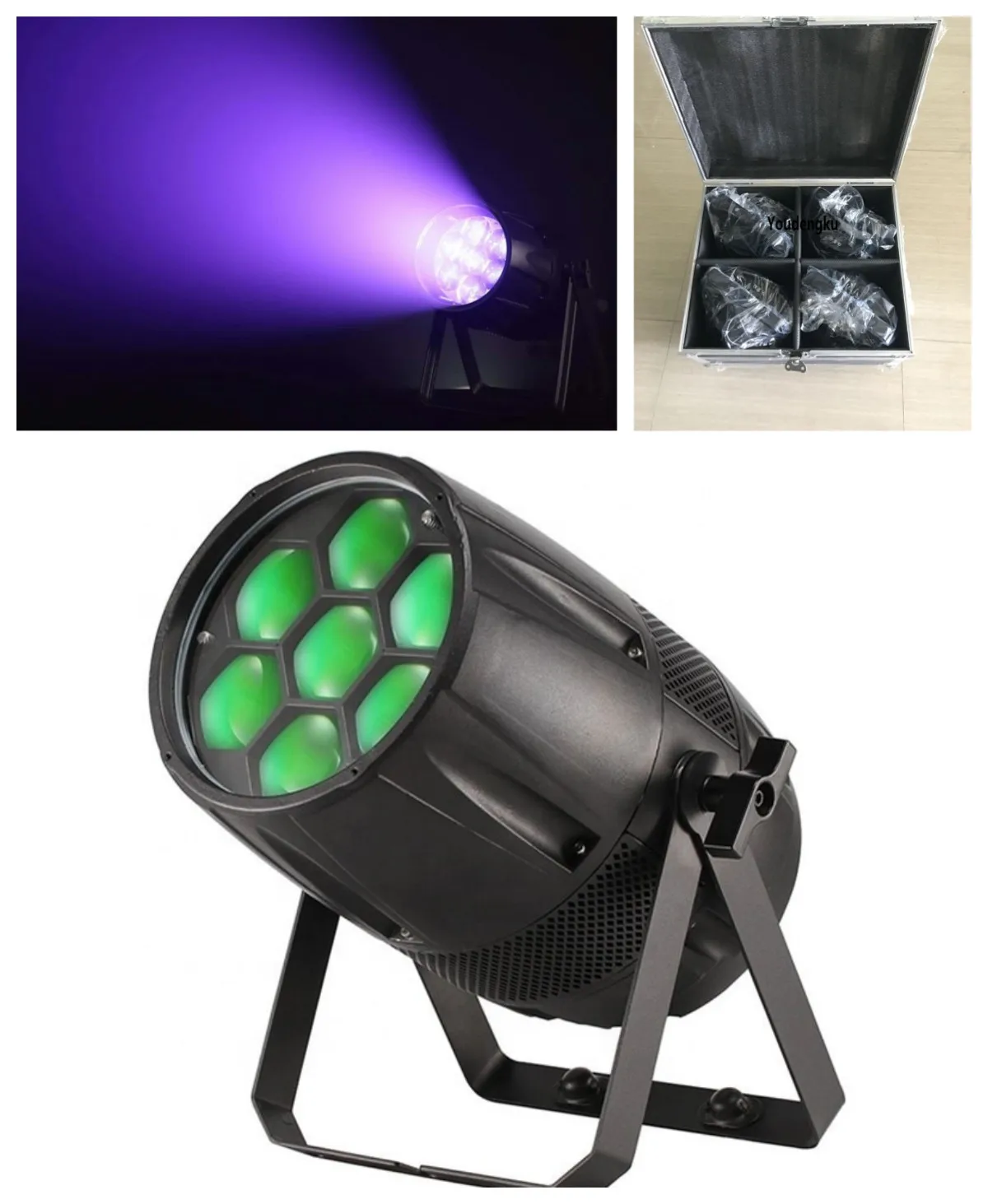 4pcs with flightcase 7x40W RGBW 4in1 outdoor LED Zoom Par Stage Light Waterproof LED Par 64 Can Stage Light