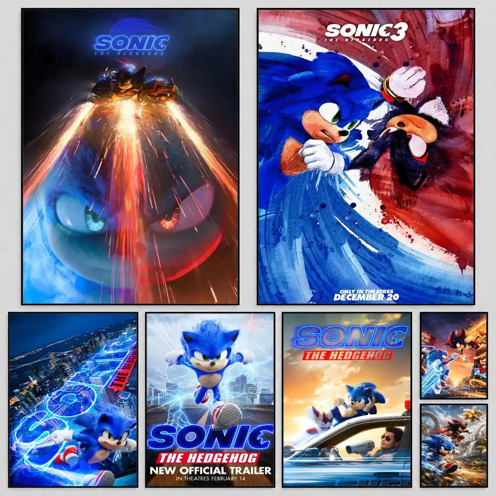 Game Sonic The Hedgehog Sega Poster Self Adhesive PP Wall Art HD Gaming Room Bedroom Living Room Decor Apartment Gift