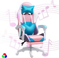 RGB LED Gaming Chair for Adults, Ergonomic Video Game Chair with Speakers, Lumbar Support Office Chair Reclining Computer Chair