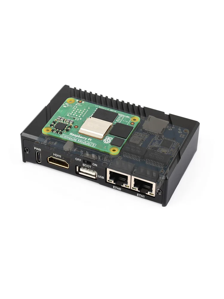 Gigabit / 2.5G Dual Ethernet Mini-Computer (B) Based On Raspberry Pi CM5 (NOT included), Dual RJ45 Ethernet Ports