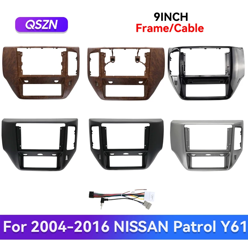 QSZN 9INCH For 2004-2016 For NISSAN Patrol Y61 Car Frame Fascia Android Radio Dash Fitting Panel Kit Cable Wiring Harness