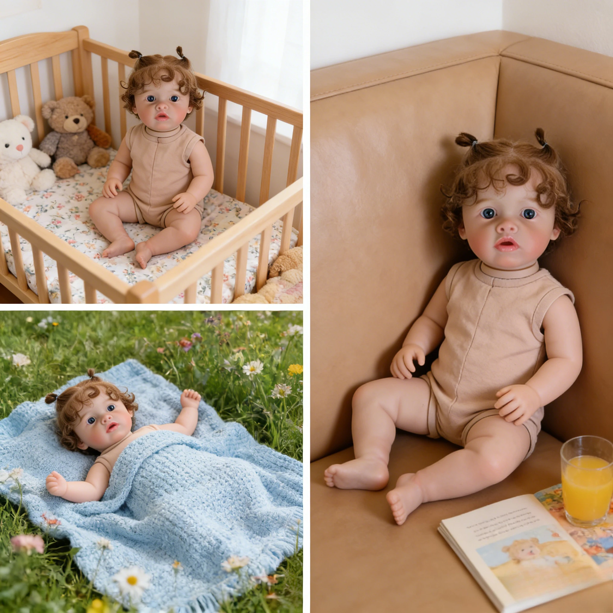 22inch Benjamin Reborn Doll Kit: Pre-Painted Unfinished Parts with Cloth Body & Blue Eyes