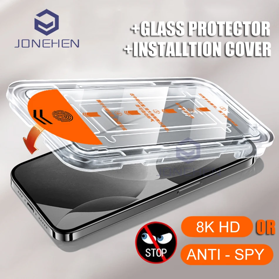 

Защита экрана для iPhone 13 12 11 14 15 16 Pro Max с одним нажатием, полное покрытие, закаленное стекло HD, быстрая установка