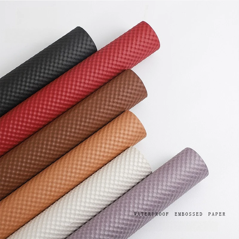 3D Embossed Art Packaging Paper Waterproof Concave Convex Floral Flower Packaging Paper Bouquet Gift Decorative Paper
